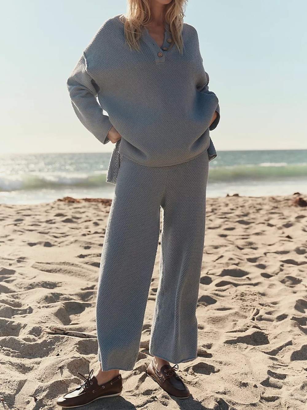 Free People Hailee Sweater Set Autumn Sky XS